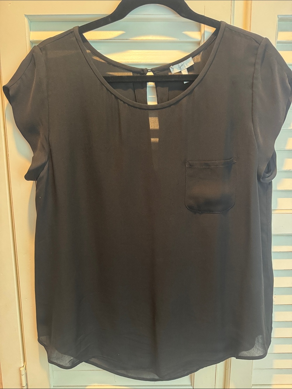 Joie Women's Rancher Black Silk Scoop Neck Cap Sleeve Tunic Top